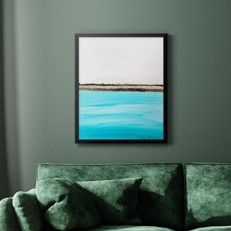 Harmonie sur toile turquoise de qualité supérieure - Prêt à accrocher, Noir, H 20 po x l 16 po
