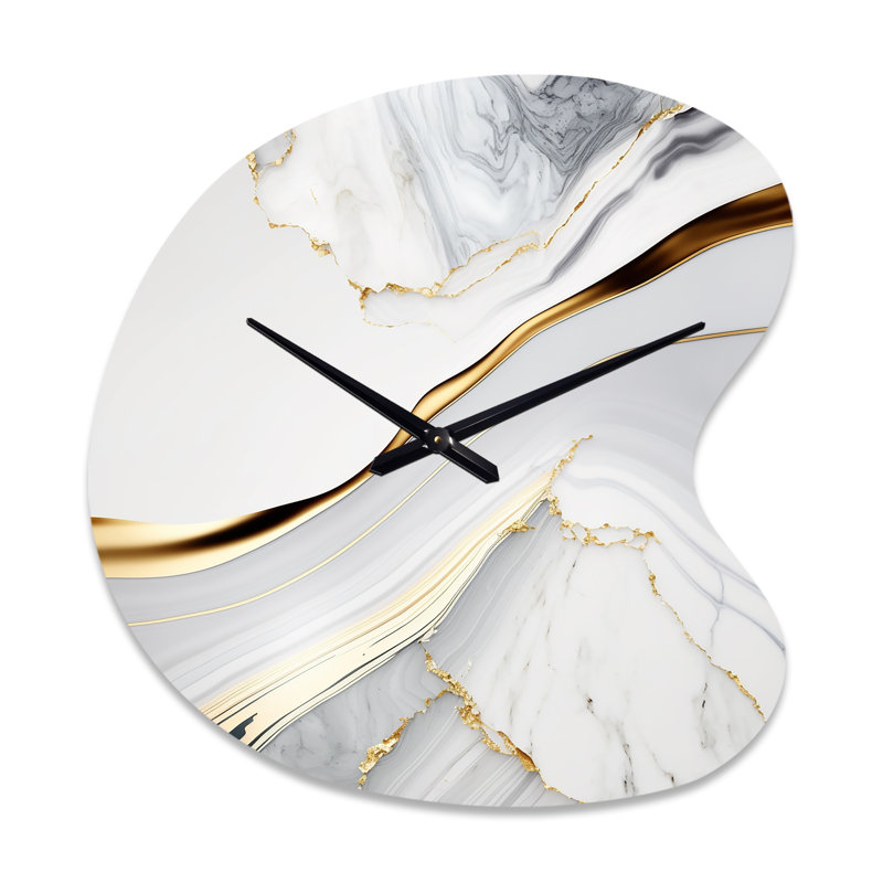 «Abstract Geode Waves Grey IV», horloge murale abstraite, Grand