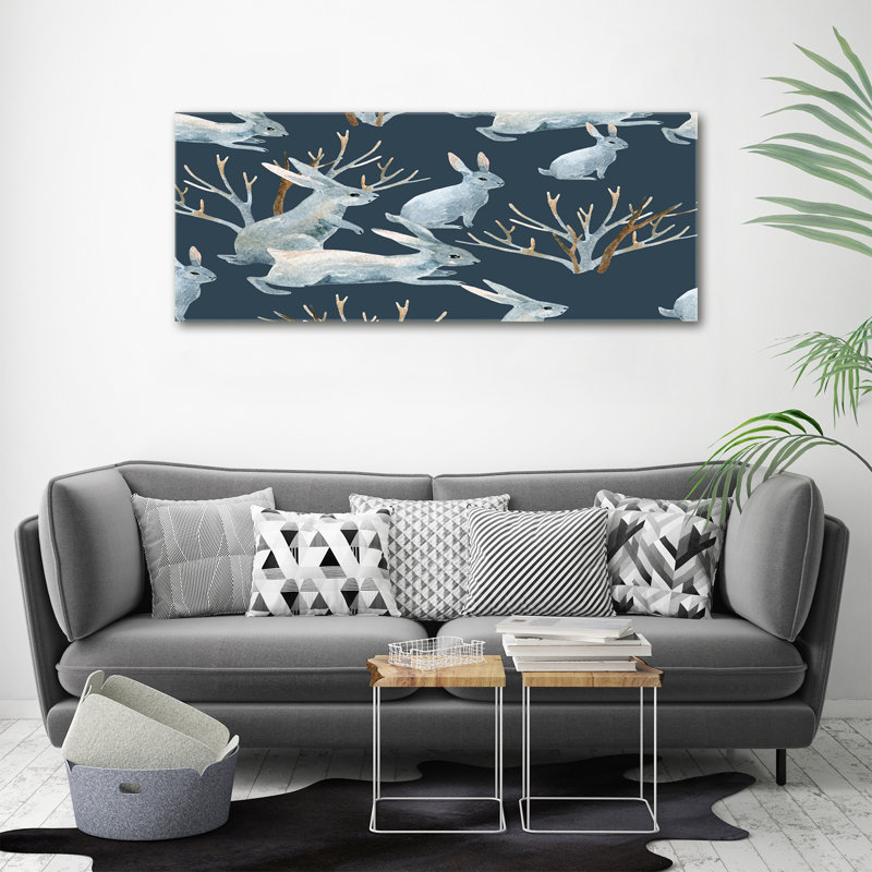 Rabbits In The Winter - No Frame Print on Canvas