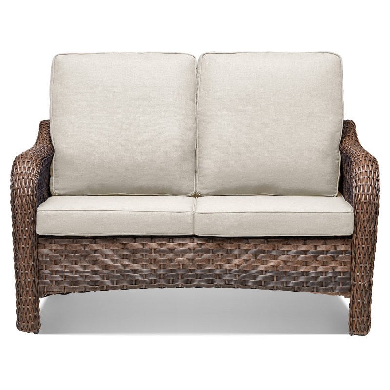 Causeuse d'extérieur en osier 50 po, Beige
