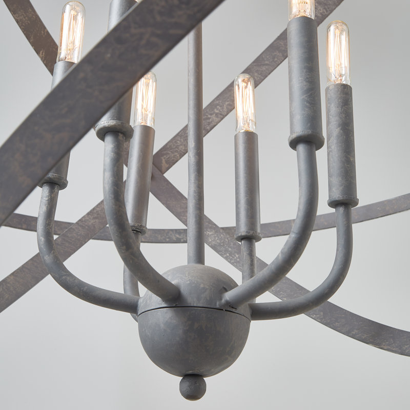  Lustre 6 lumières avec détails en bois