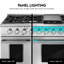 Cosmo 48 po. Collection Vista de 6,6 pi³ Cuisinière à gaz double four, 8 brûleurs, panneau DEL, grilles en fonte, acier inoxydable