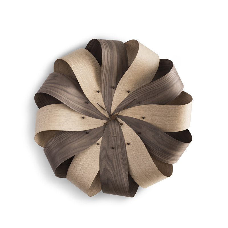 Walnut Analog Wall Clock, Beige/Brown, Small
