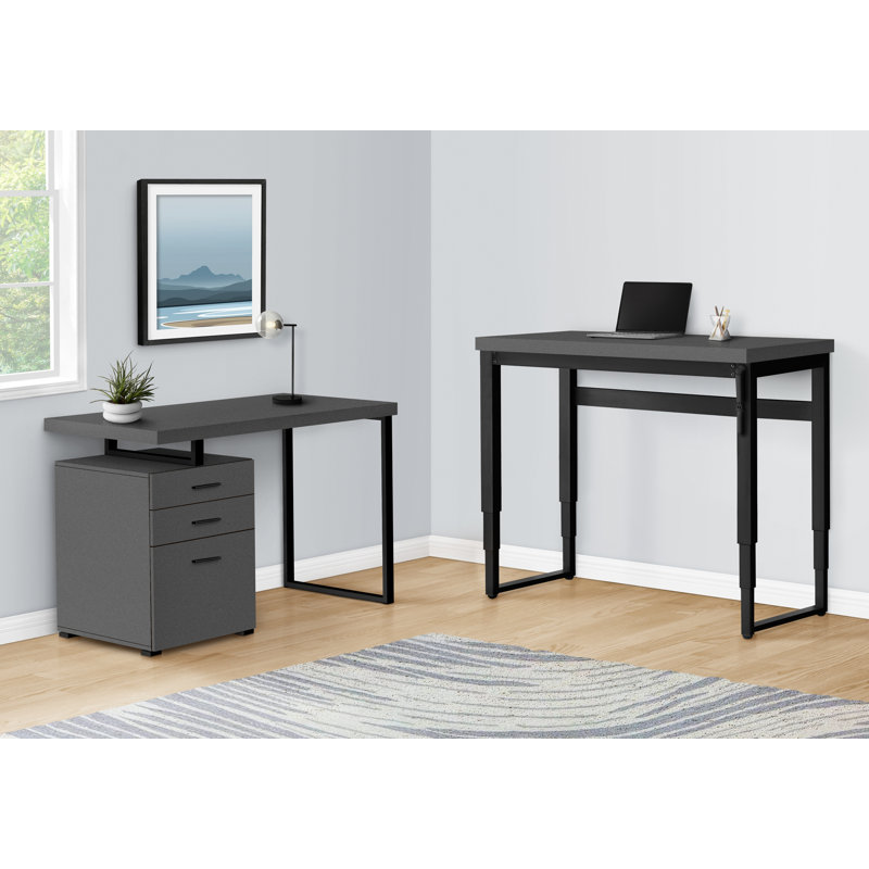 Computer Desk, Home Office, Standing, Adjustable, Work, Laptop, Metal, Laminate, Dark Gray/Black