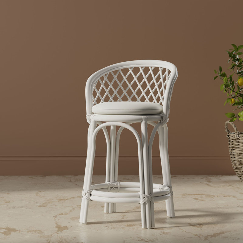 Sandi Upholstered Counter Stool, Counter Stool (26” Seat Height), White