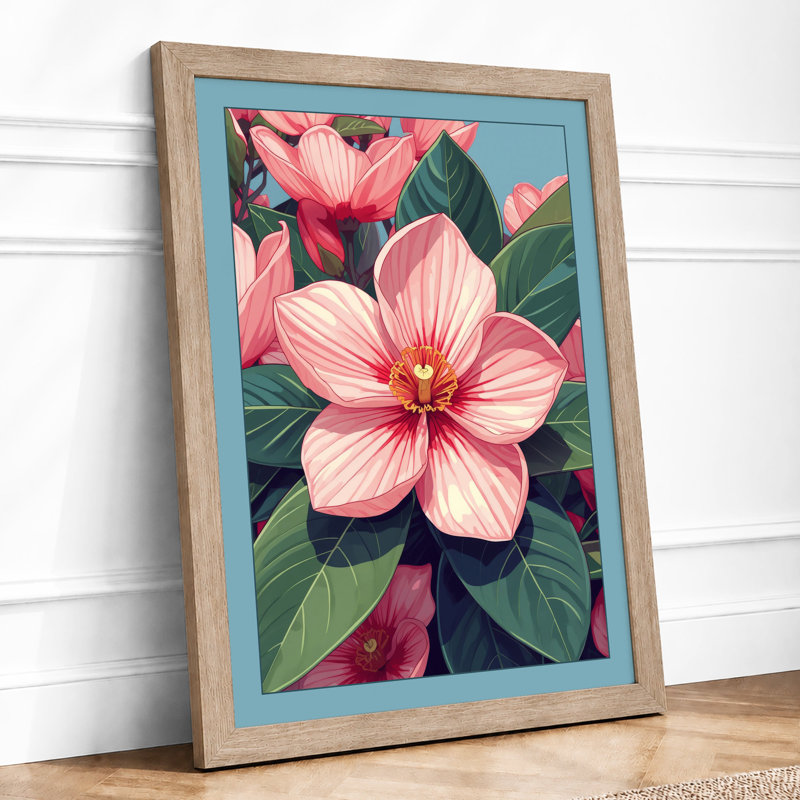 Blooming Petals Botanical - Framed Print, A2 - 59.4 x 42.0 cm, Oak