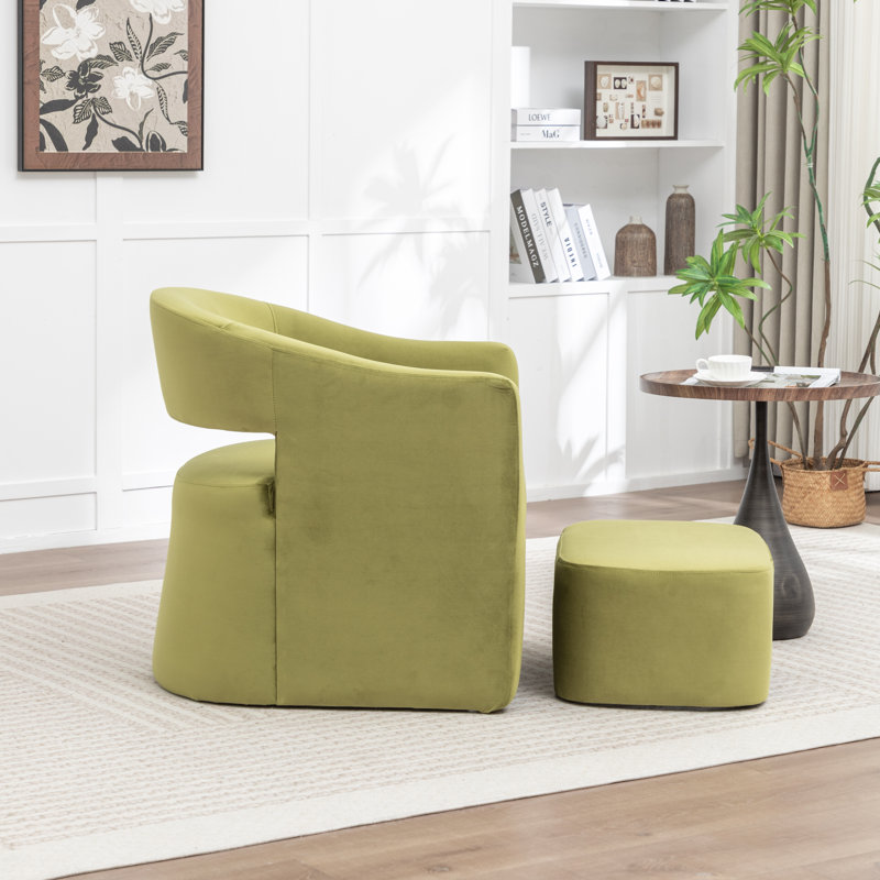 Fauteuil demi-tonneau avec repose-pieds Kyah, Vert