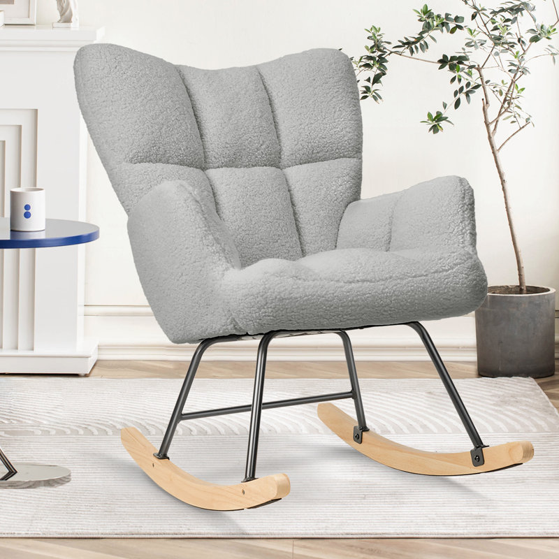 Modern Rocking Chair Cozy and Stylish Armchair for Living Room, Nursery, or Bedroom, Grey