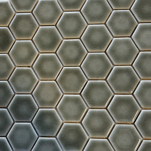 Carreau de mosaïque en porcelaine nid d'abeille 2 po x 2 po Rimini, Vert Kipling
