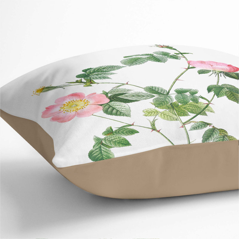 Floral Square Throw Cushion, 55 x 55 cm, Stone