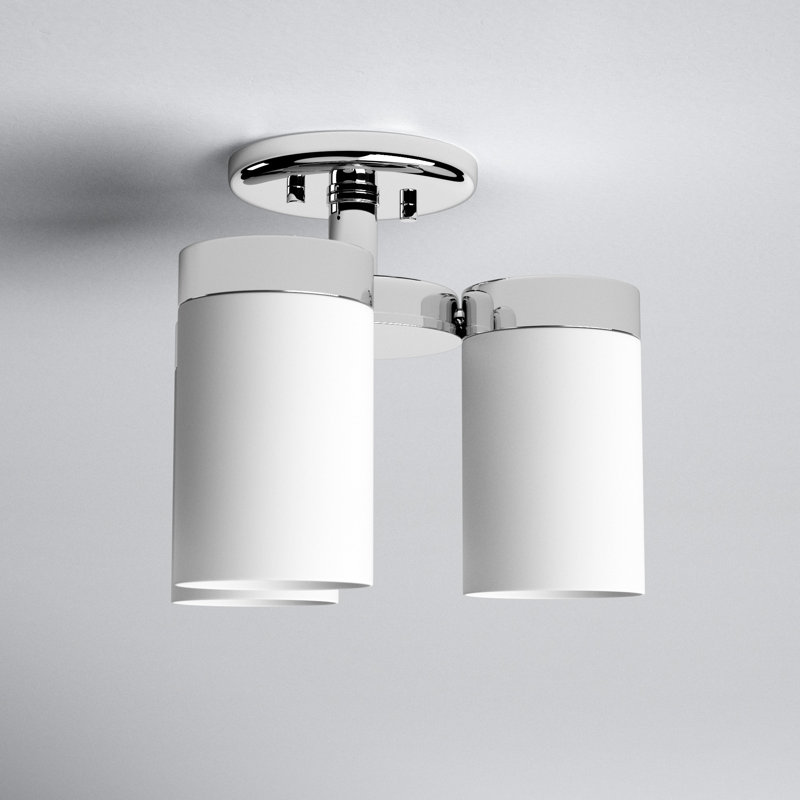 Preston Frosted Glass Semi Flush Mount, Polished Chrome