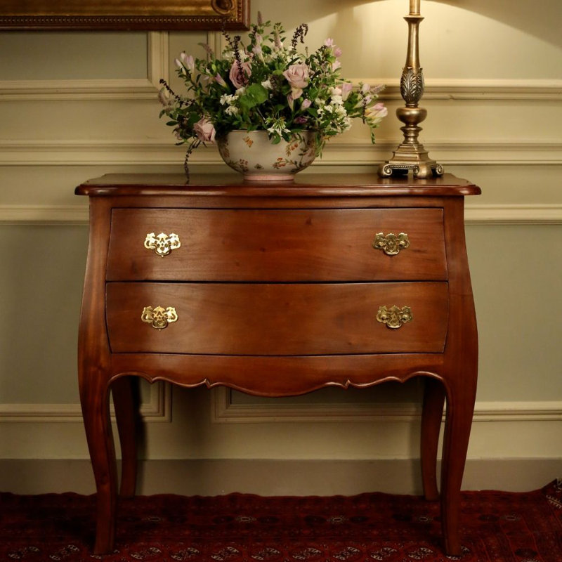 2 Drawer 90cm W Solid Wood, Wax
