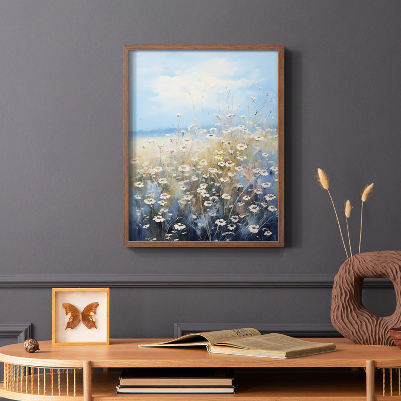 FLORAL Series VI - reproduction encadrée de qualité supérieure - prête à être accrochée - aucun clou requis, Noyer