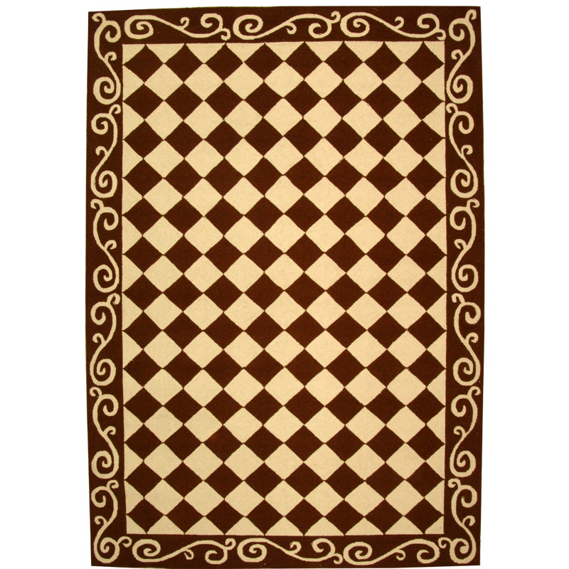 Brayton Hand Hooked Wool Pile Geometric Rug, Rectangle 6' x 9'