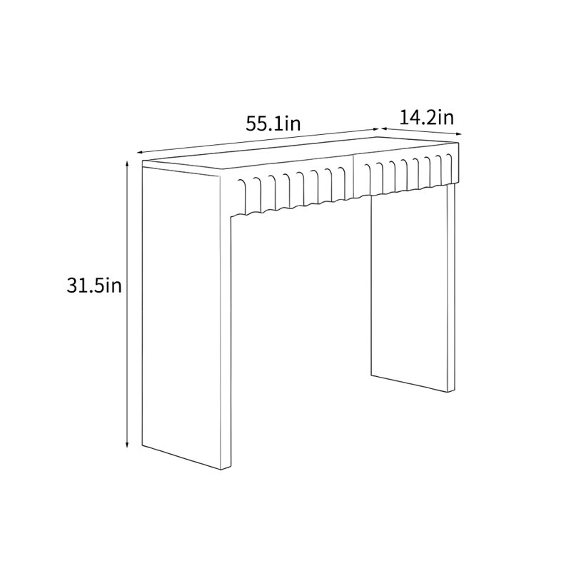 Console style américain style campagne noire, H 31,5 po x l 55,1 po x P 14,2 po
