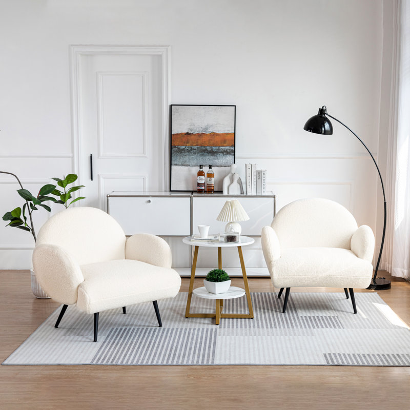 Fauteuil d'appoint moderne, fauteuil rembourré en tissu Sherpa, Sherpa blanc