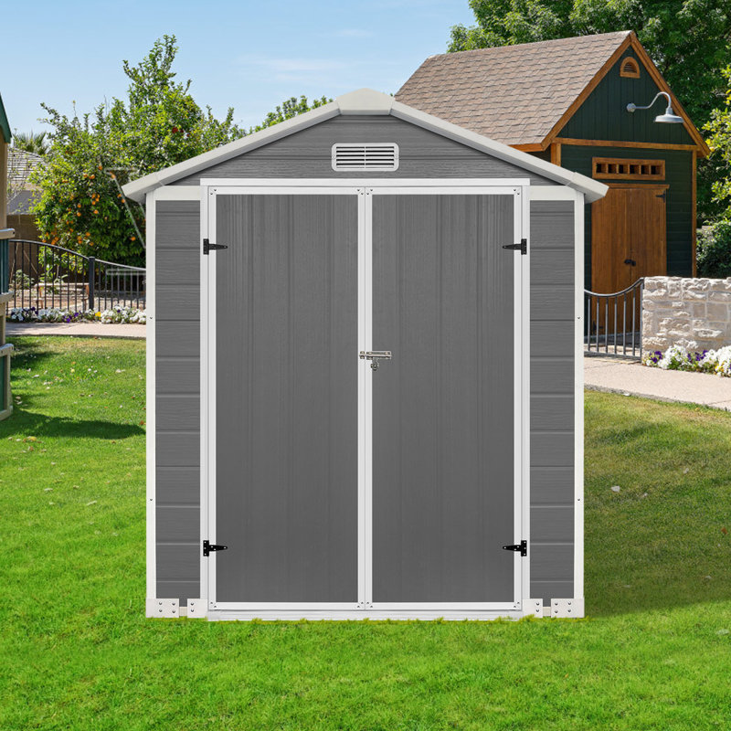 Lockable Storage Shed Plastic Design Modern Style For Backyard And Lawn Storage Solutions