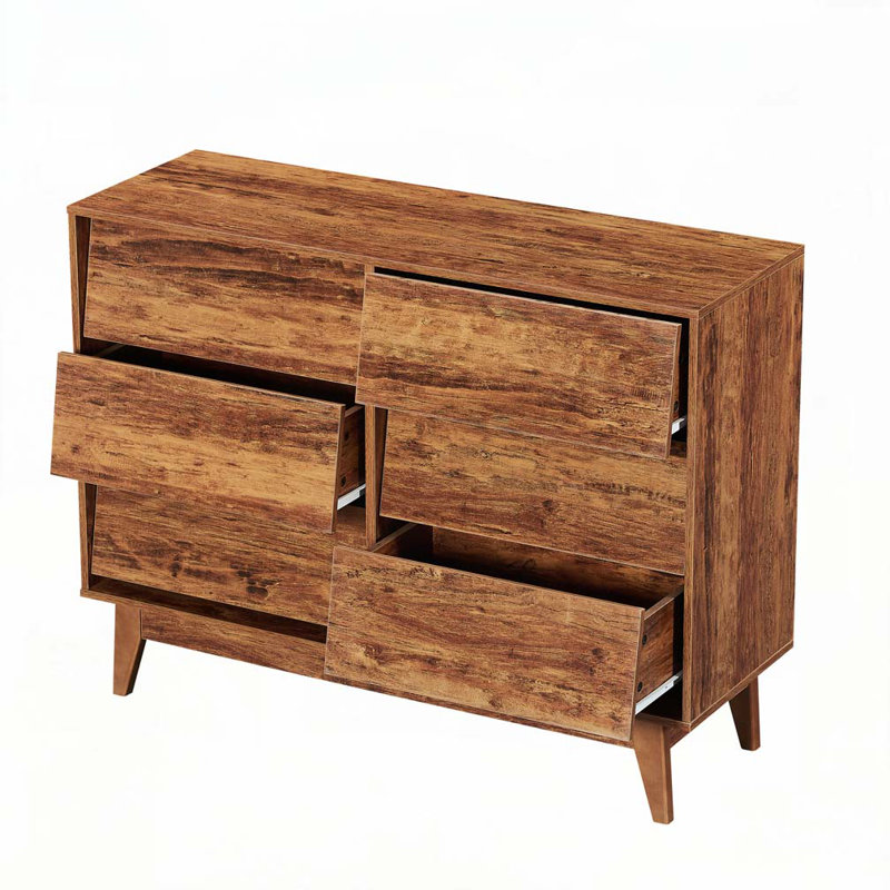 Commode double 6 tiroirs, Brun