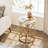 Modern Round End Table Set Of 2 With Faux Marble Texture Surface, White And Gold 20" Round Side Table Cocktail Table Accent Table