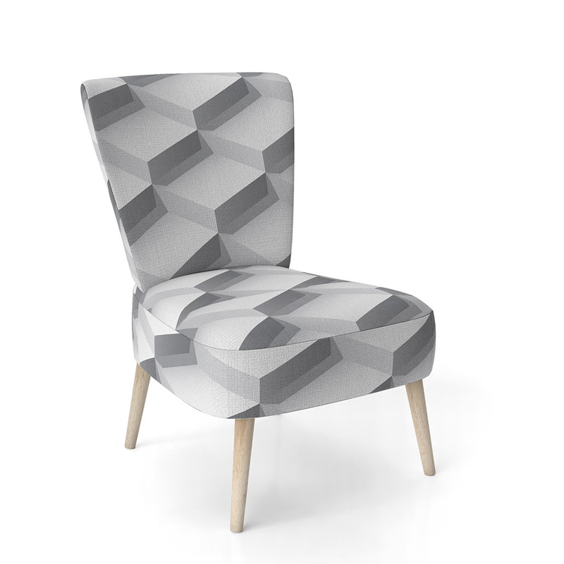 Upholstered Floral Side Chair - Modern floral Accent Chair, Abstract Gray Polyester Blend 6