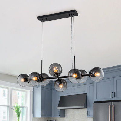 8-Light Gradient Glass Linear Chandelier
