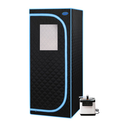 Full Size Relax Tent - Detoxify & Stress 2m Power Cable Length Blue Binding Portable Steam Spa, Detox, Therapy, Relaxation At Home Black With