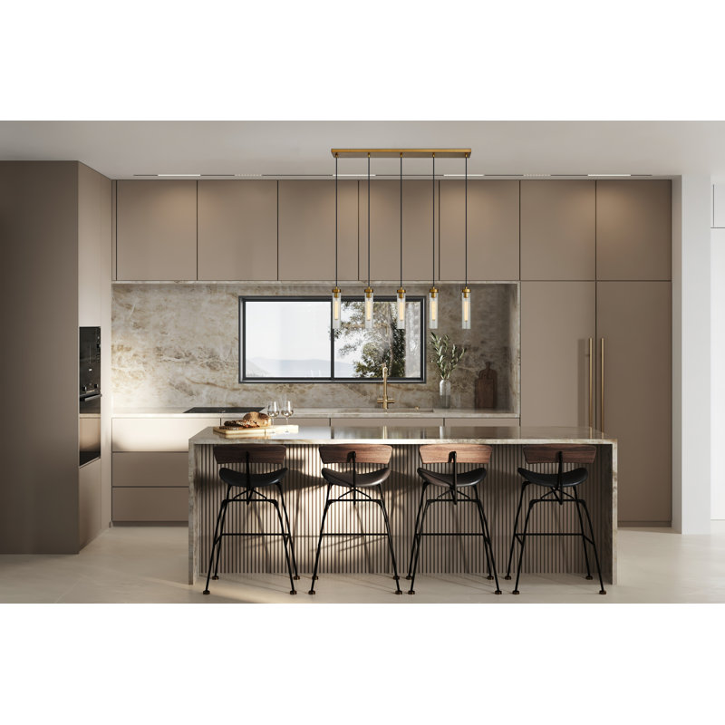 Mortola 5 - Light Dimmable Square / Rectangle Chandelier, Rubbed Brass