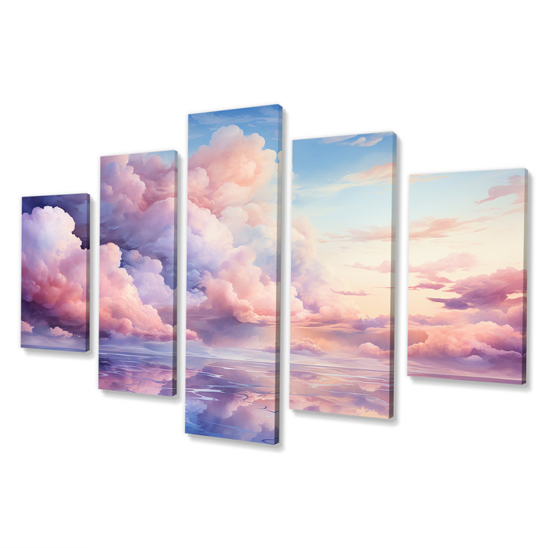  «Mauve et rose pastel coloré ciel - toile d'art mural multipanaux Sky
