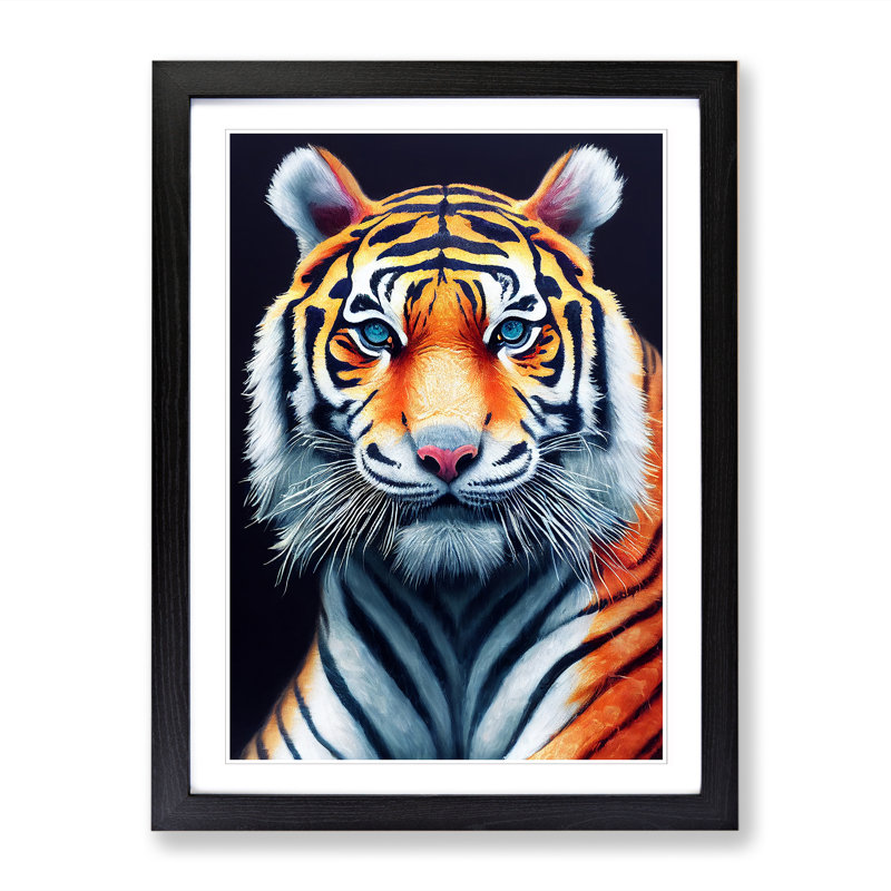 FRM-V0523-2515X Tiger Portrait Vol.3 1 Piece Single Picture Frame Wall Art, 64cm H x 46cm W x 2cm D, Black