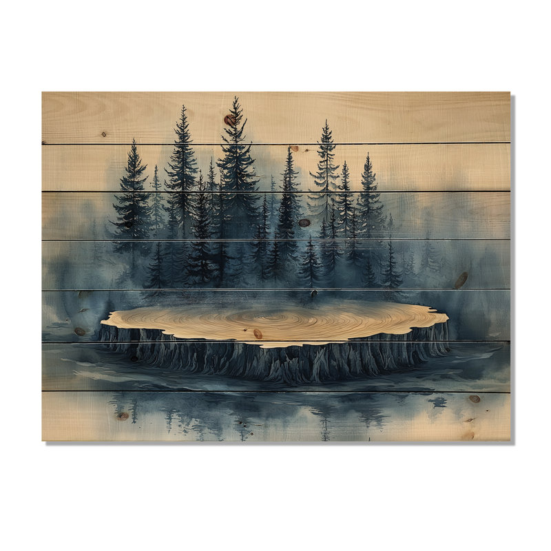 Hiver, forêt, sur bois, diapositive Harmony II - impression sur bois de forêt - sur bois de pin naturel, H 10 po x l 20 po