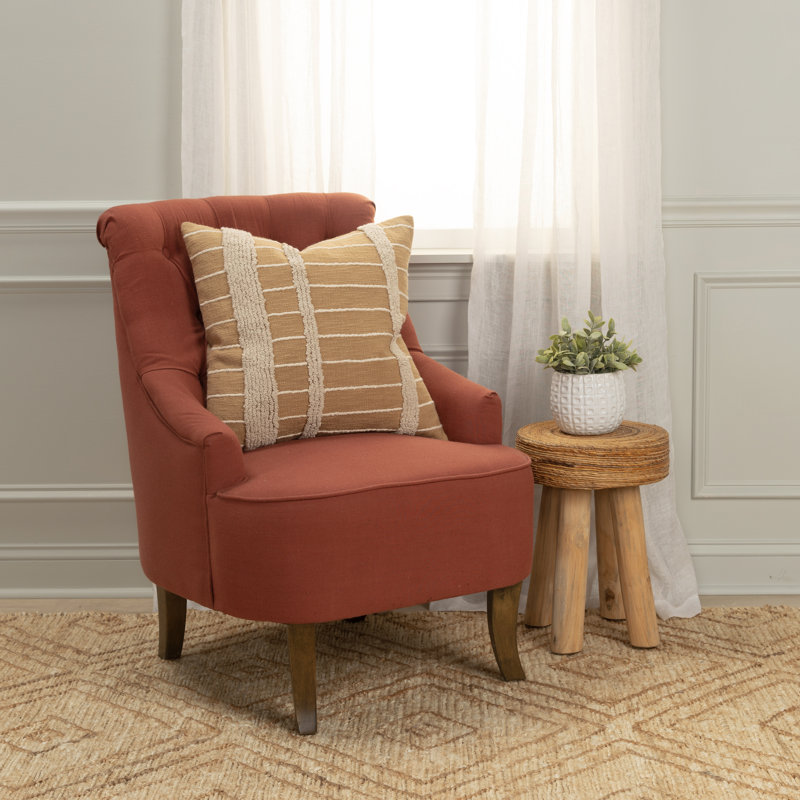 Natural Cotton Striped Woven Throw Pillow with Textured Accents