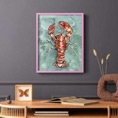 «Aquatic Lobster I», reproduction encadrée - bois massif