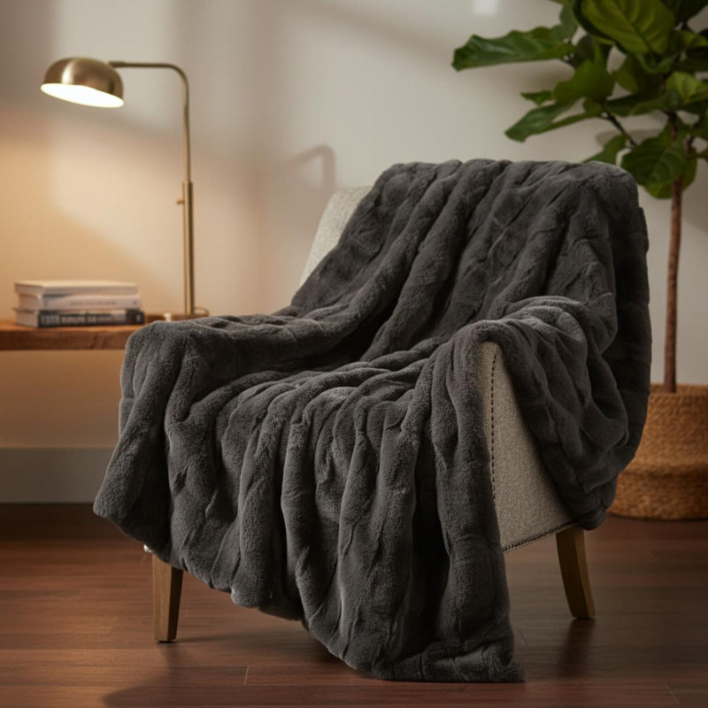 Plaid en fausse fourrure 50 x 60 po
