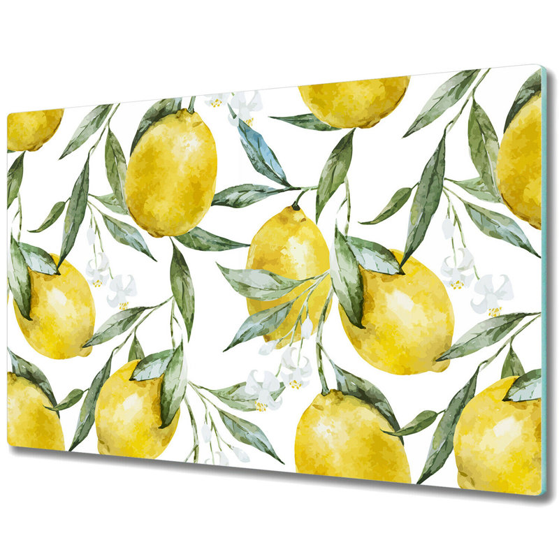 Attica Tempered Glass Lemons Chopping Board, 52cm x 80cm