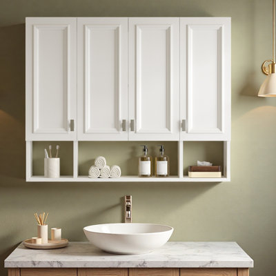Armoire de salle de bain moderne de 91 cm (36 po) avec 3 tablettes réglables, armoire à pharmacie murale pour salle de bain, charnières à fermeture en douceur