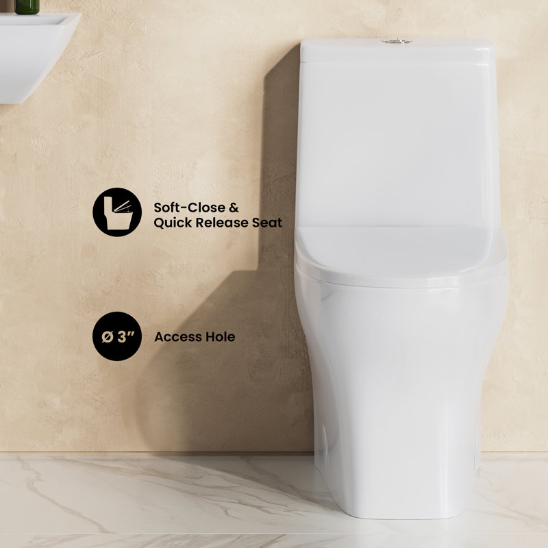 Swiss Madison Sublime II One-Piece 10" Rough-in 1.1/1.6 GPF Dual Top Flush Round Compact Toilet in Glossy White, Glossy White
