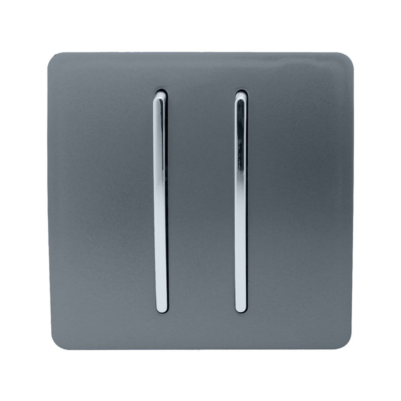 Trendi Switch 2 Gang 1 or 2 way Rocker Light Switch, Warm Grey