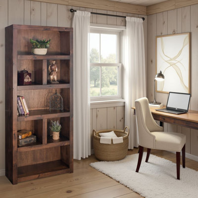 Elleise 79 inch high Bookcase, No Assembly Required, Whiskey Finish by Loon Peak