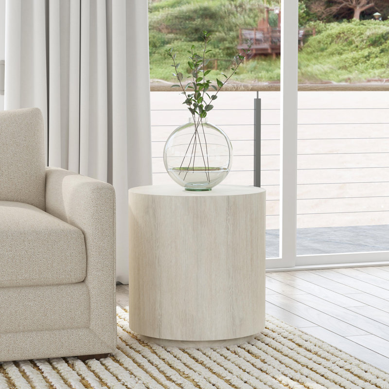 Taryn 20" Drum End Table - Minimalist Design