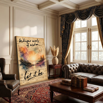 «Vintage Whisper Words Let It Be Scenic Text», reproduction d'impression sur toile tendue