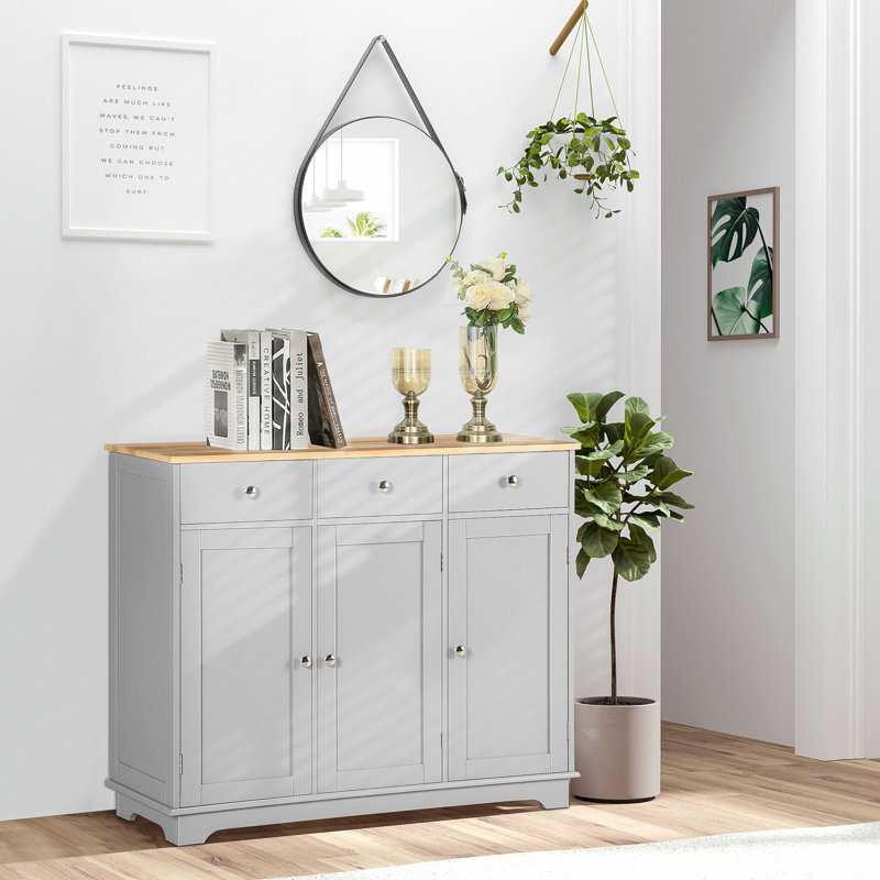 HOMCOM Sideboard Buffet Cabinet with Drawers, Grey