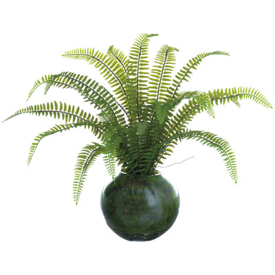 12'' Faux Fern Plant in Glass Vase