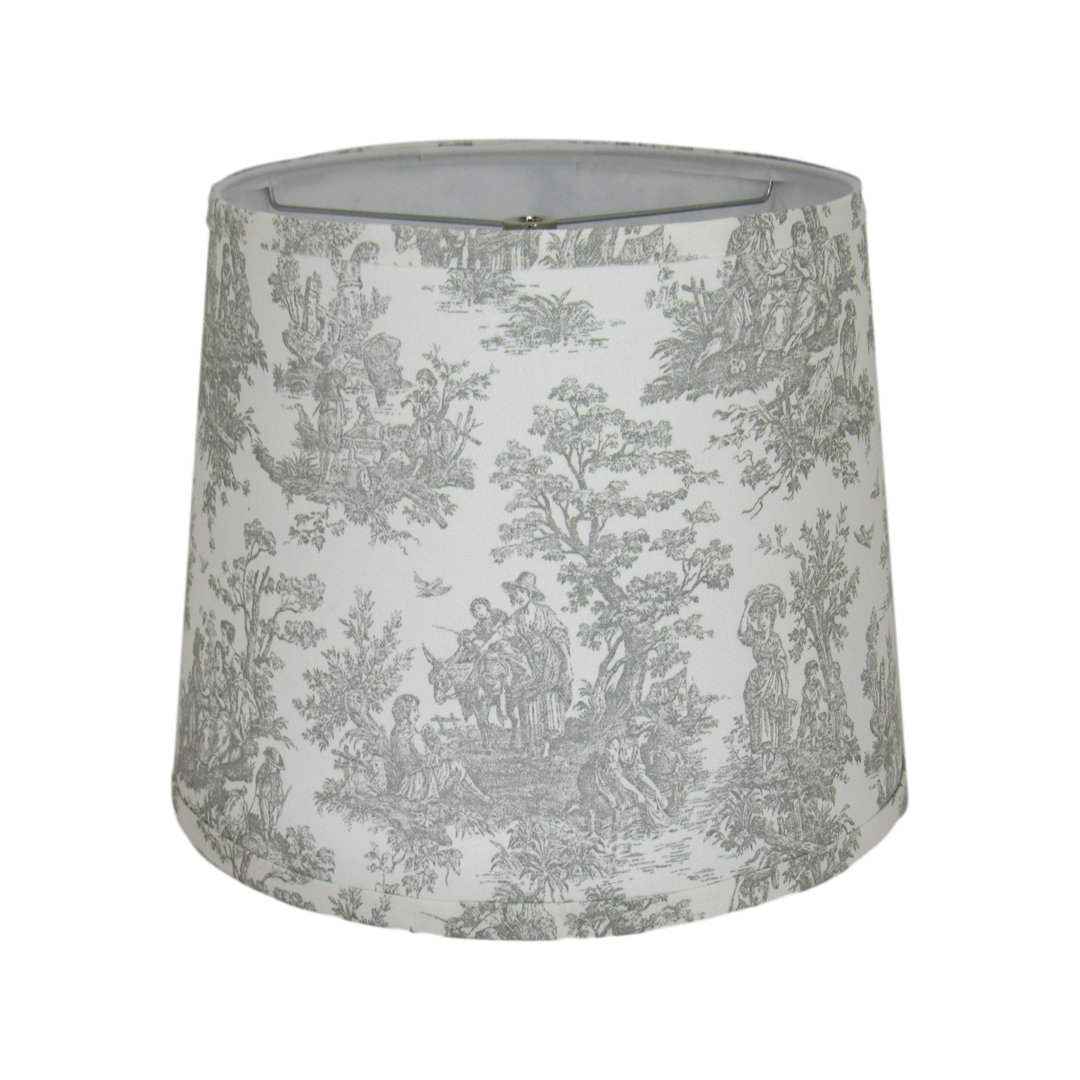 Gray Toile Cotton Drum Lamp Shade Ophelia & Co.