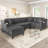 U-Shaped Sectional Sofa With Built-In Cup Holders, Storage Space And USB Ports-500272838