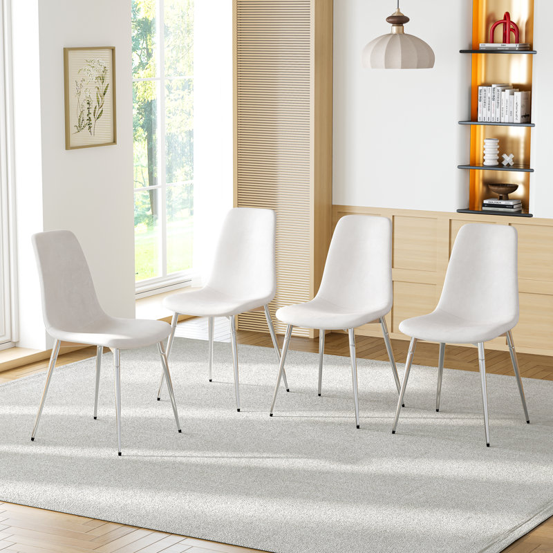 Chaise de salle à manger Boffa, Blanc, Argent