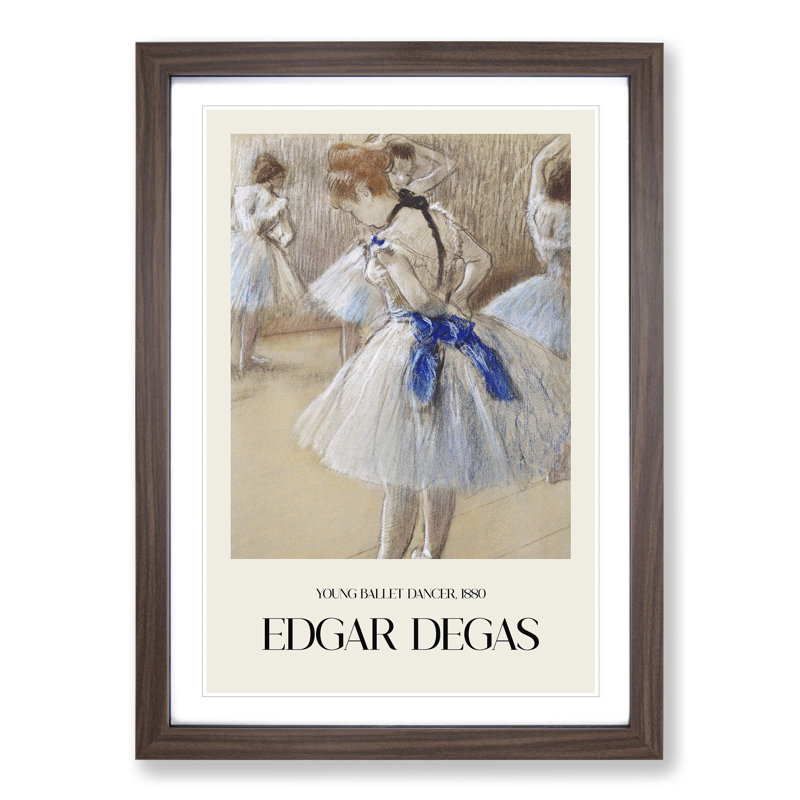 Young Ballet Ballerina Dancers Print by Edgar Degas - Picture Frame Painting, Walnut, 65cm H x 48cm W x 2cm D