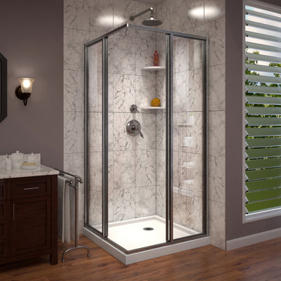 Cabine de douche coulissante encadrée DreamLine Cornerview P 42 po x l 42 po x H 74 3/4 po