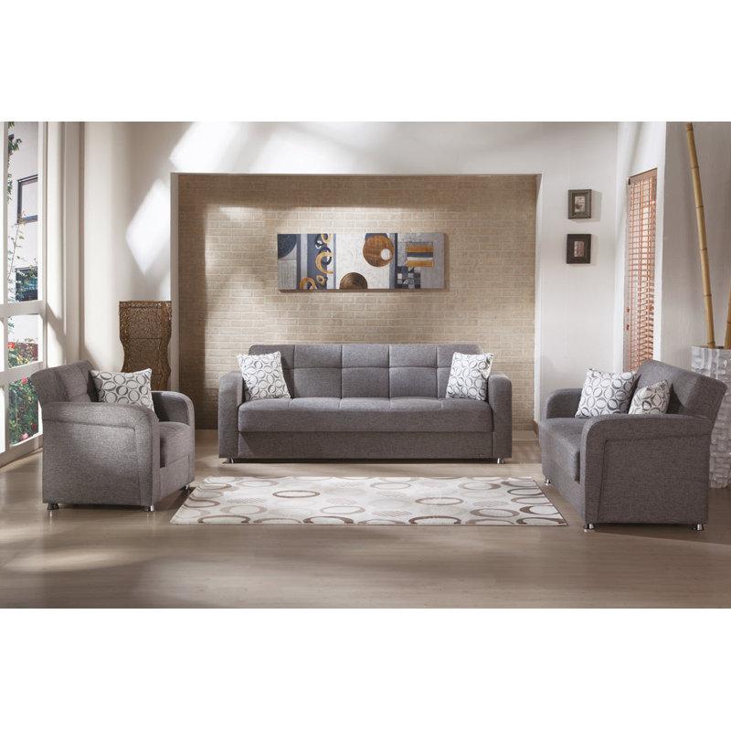 Ladislado Upholstered Futon And Mattress, Gray