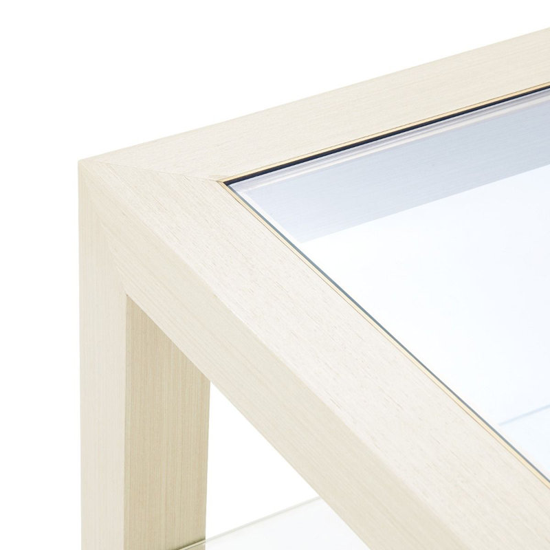 Gavin Glass End Table, Blanched Oak