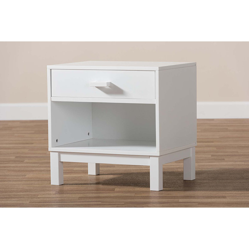 Table de chevet 1 tiroir Caden Delilah, Blanc